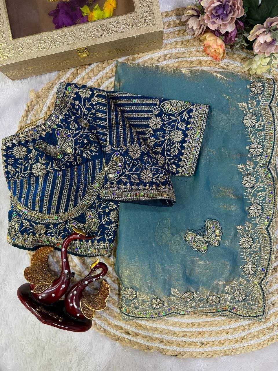 Royal Draped Saree with Intricate Embroidered Blouse