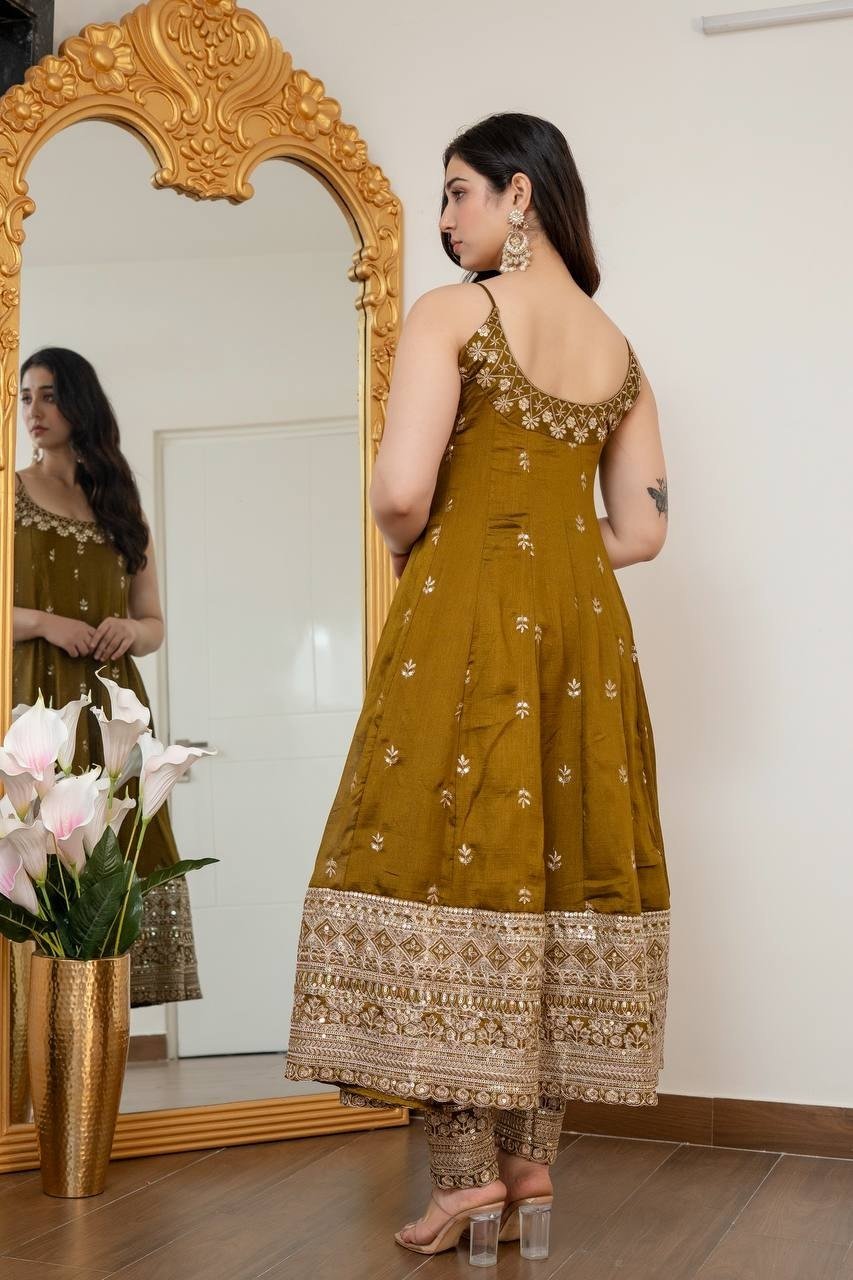 Regal Embroidered Flared Ensemble for Festive Celebrations