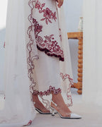 Contemporary Floral Embroidered Suit with Delicate Sheer Dupatta
