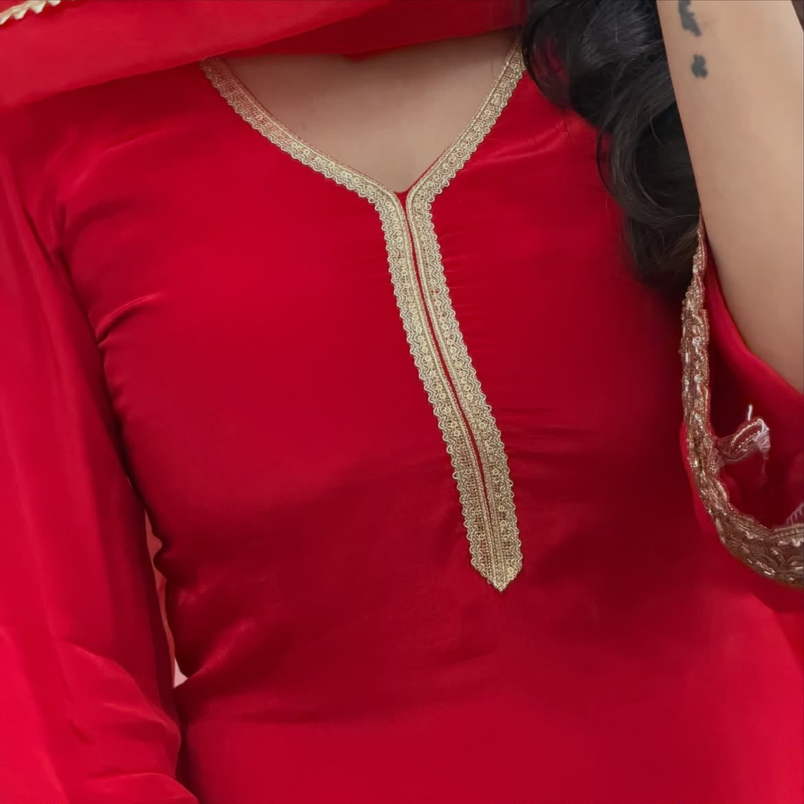 Regal Tradition Embroidered Border Kurta with Salwar and Dupatta Set - Surat Wholesale Ethnic Wear (Photo 3)