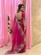 Paisley Embroidered Drapes with Intricate Borders for Regal Festive Moments