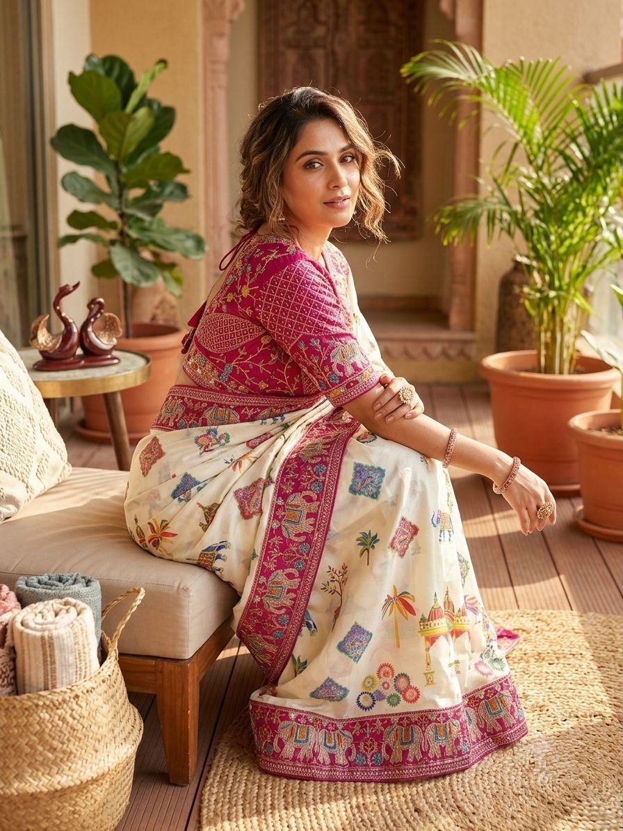 Royal Heritage Artisanal Motif Saree with Intricate Borders