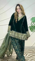 Velvet Heavily Embroidered Kurta With Salwar And Dupatta Set - Surat Wholesale Ethnic Wear (Photo 3)