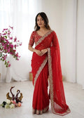 Opulent Embroidered Drape with Intricate Floral Border Detailing