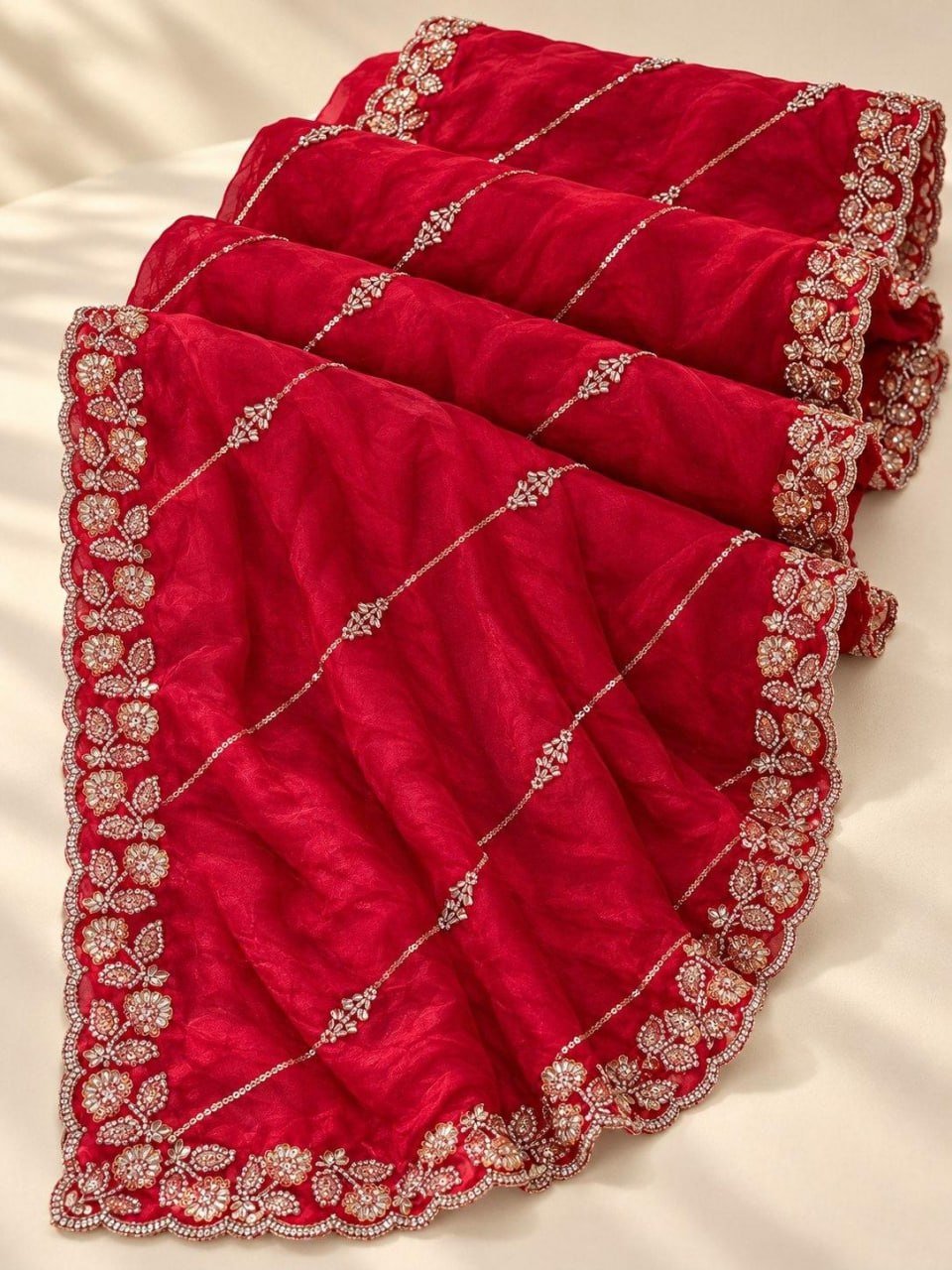 Timeless Splendor Embroidered Saree with Intricate Floral Zari Border Detailing - Surat Wholesale Ethnic Wear (Photo 3)