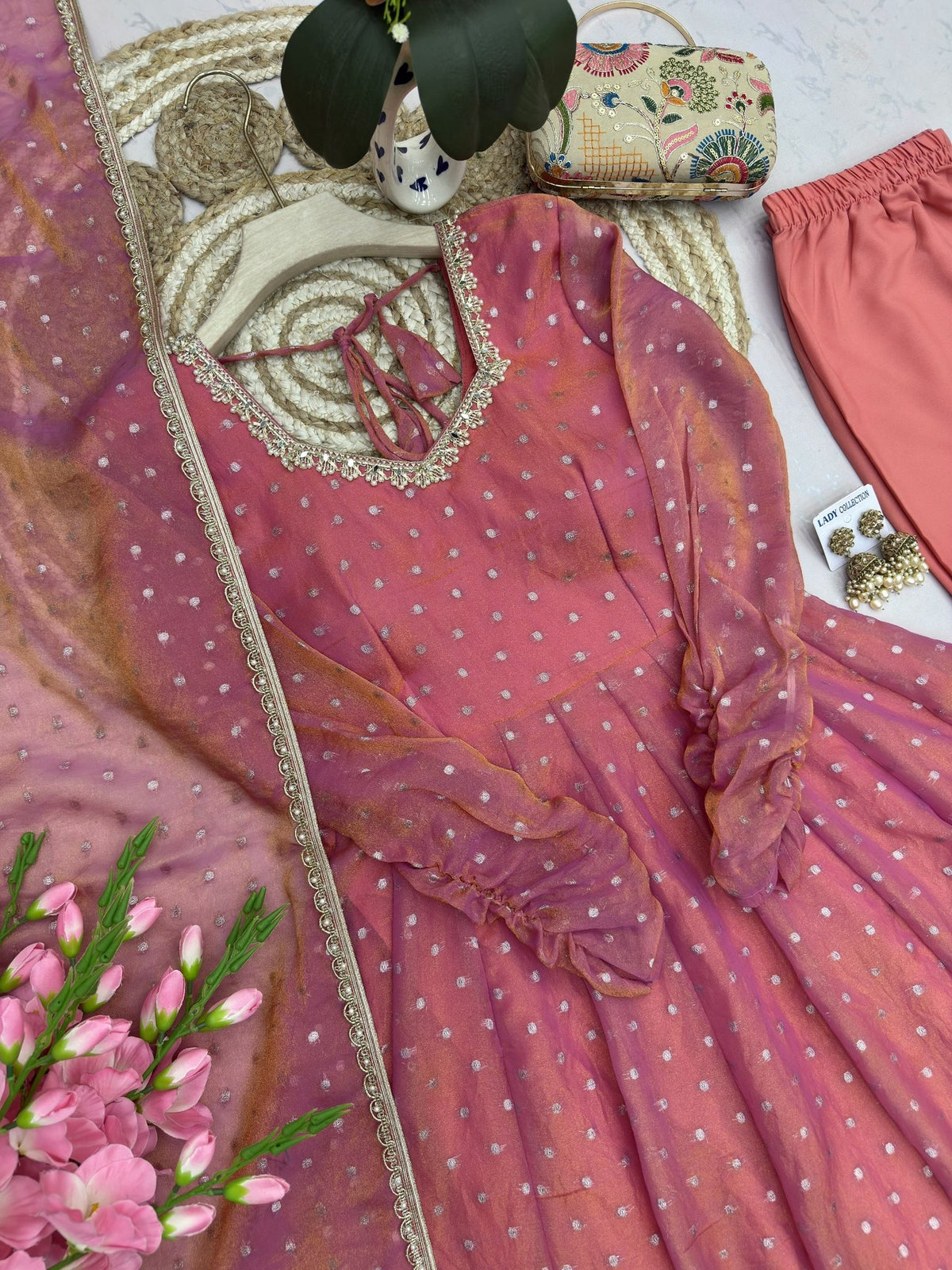 Regal Tradition Embellished Anarkali Ensemble with Intricate Border Detailing