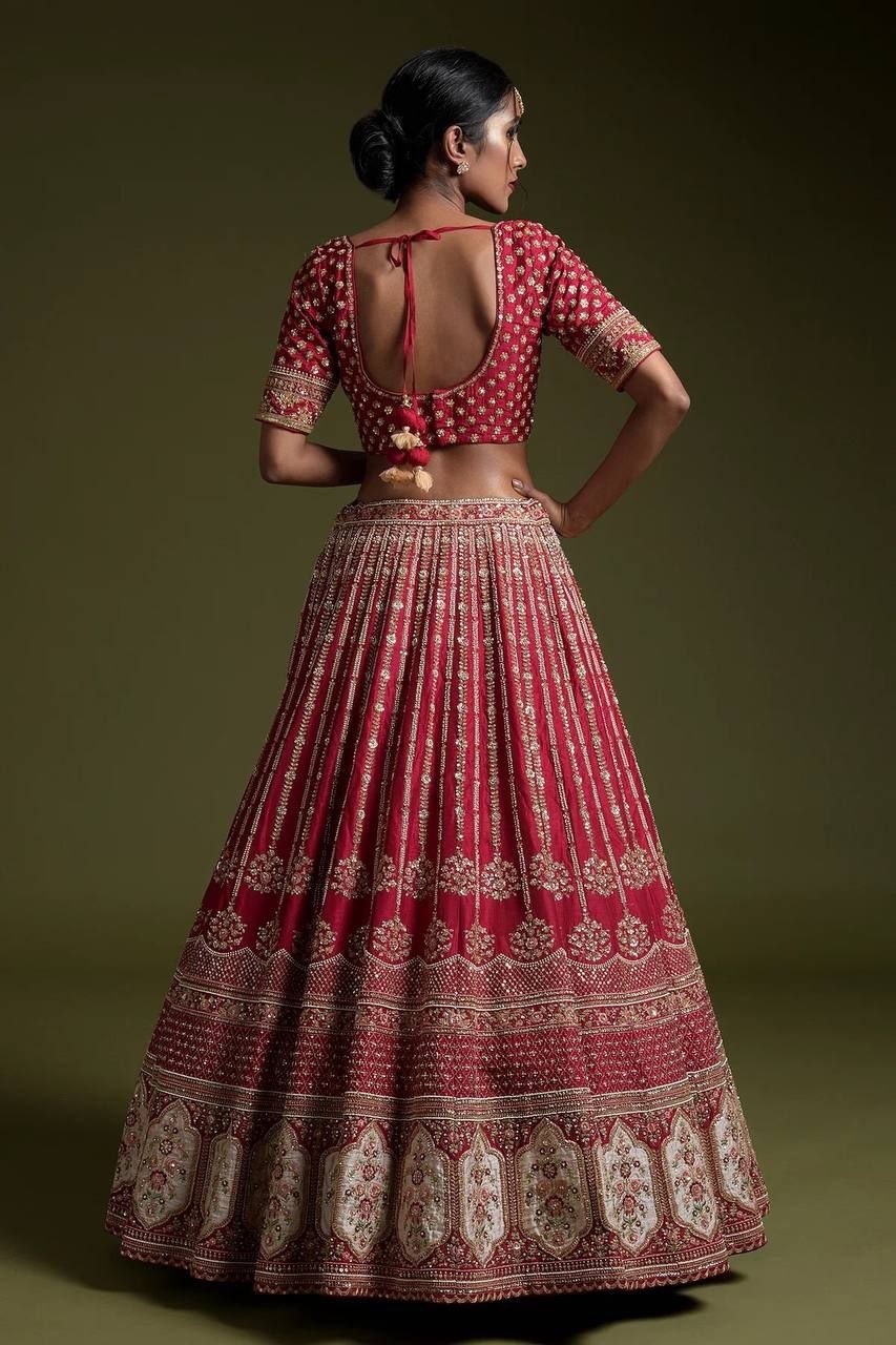 Traditional Bridal Silk Lehenga Set with Heavy Zardosi Work - Surat Wholesale Ethnic Wear (Photo 3)