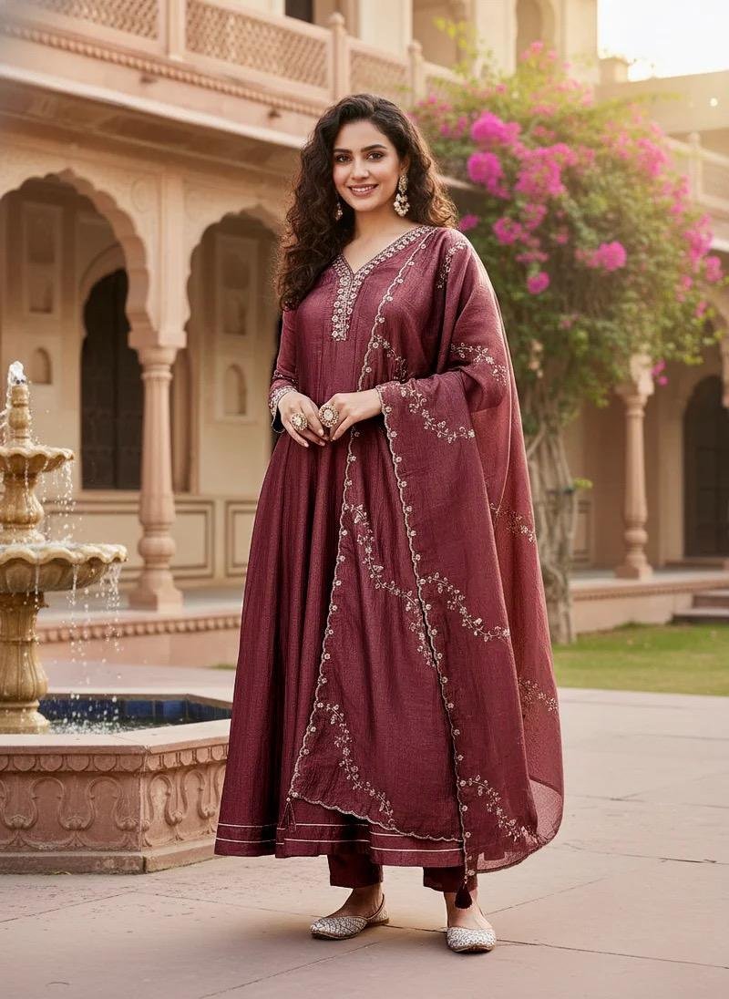 Regal Heritage Embroidered Anarkali Ensemble