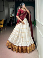 Banarasi Silk Lehenga Choli with Traditional Border Work