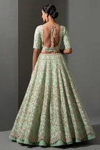 Delicate Floral Embroidered Lehenga Choli with Embroidered Cutwork Border Dupatta - Surat Wholesale Ethnic Wear (Photo 3)