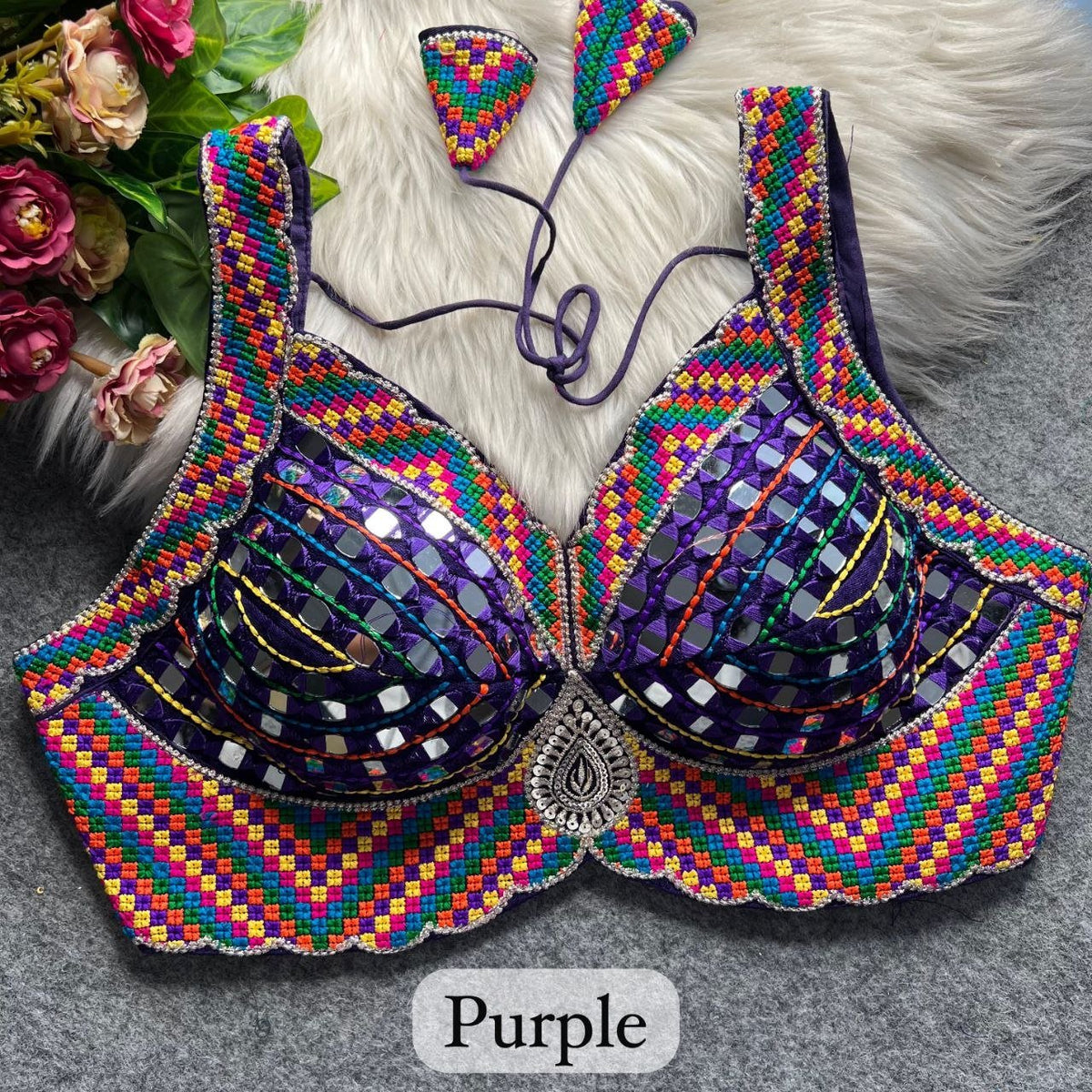 Artisanal Handcrafted Mirror Work Sleeveless Blouse