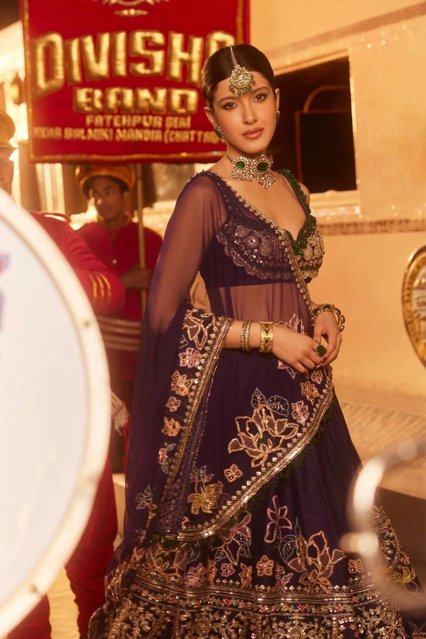Heavy Dori Embroidery Bridal Velvet Lehenga Set with Net Dupatta