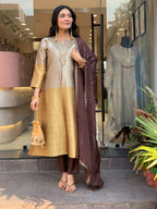 Embroidered Silk Straight Kurta Set With Embellished Dupatta