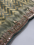 Exquisite Green with Designer Saree Set