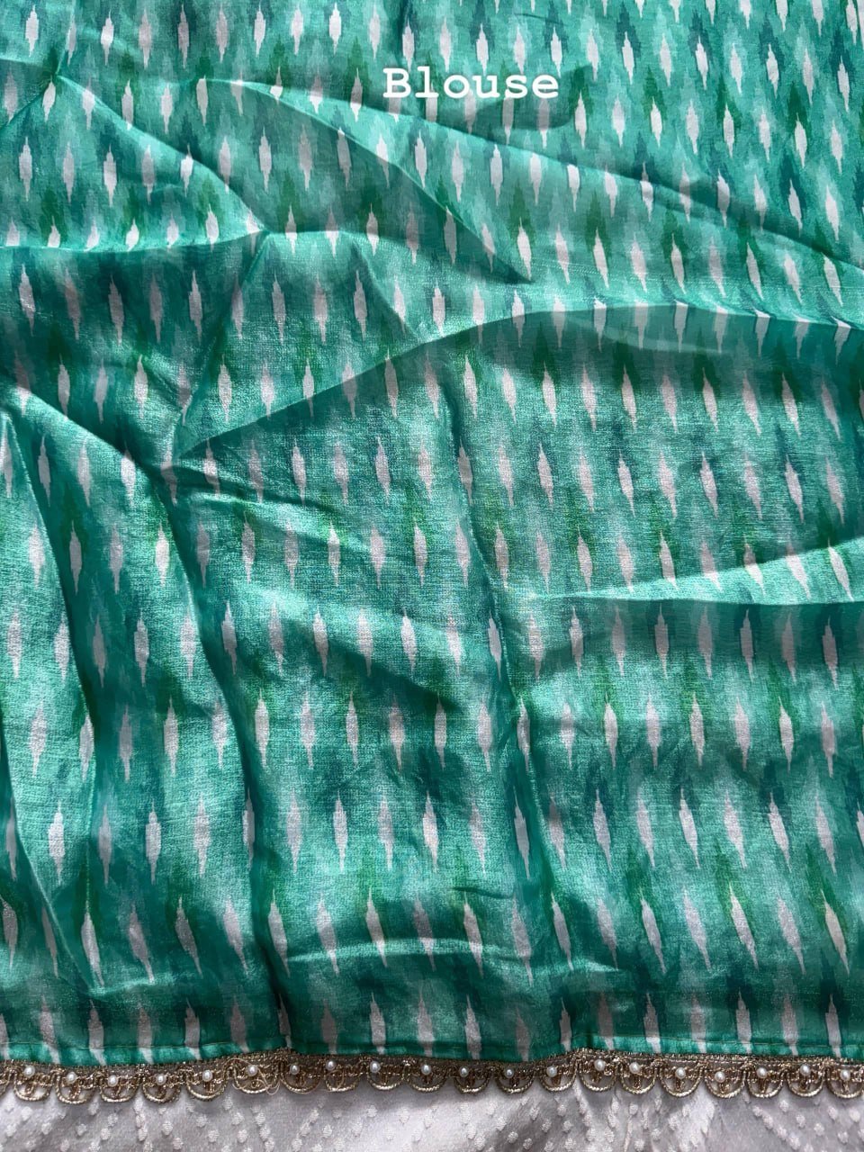 Contemporary Statement Handcrafted Wave Pattern Saree with Delicate Scalloped Border