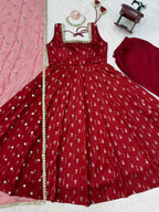 Royal Heritage Embroidered Anarkali Ensemble with Intricate Traditional Motifs