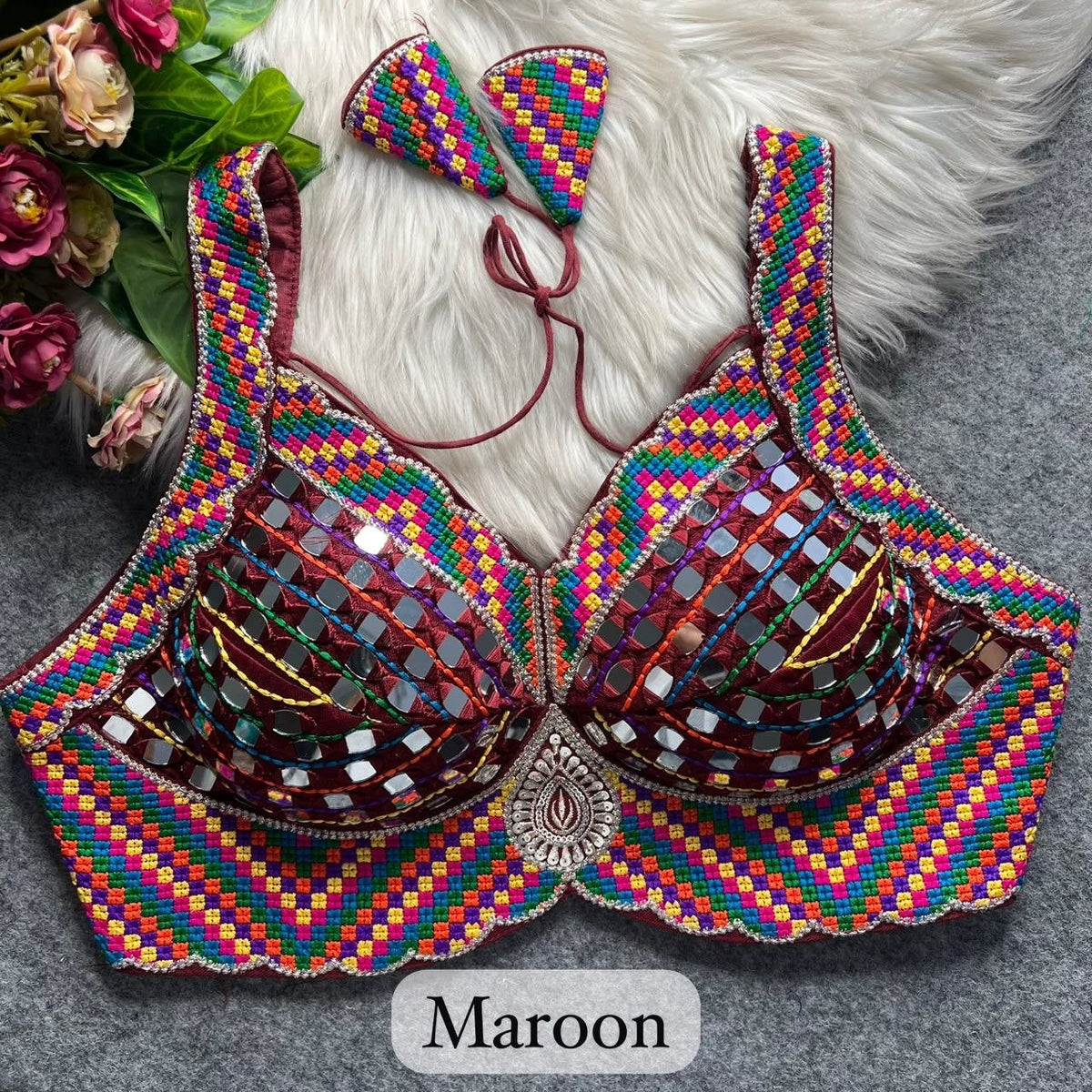 Artisanal Handcrafted Mirror Work Sleeveless Blouse