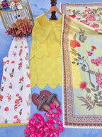 Sunlit & Vibrant Chikankari Cutwork Kurta with Printed Bottom