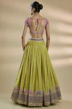 Bandhani Print Silk Lehenga Set with Embroidered Scallop Dupatta