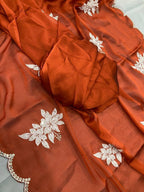 Garden Floral Romance Embroidered Saree with Scalloped Border