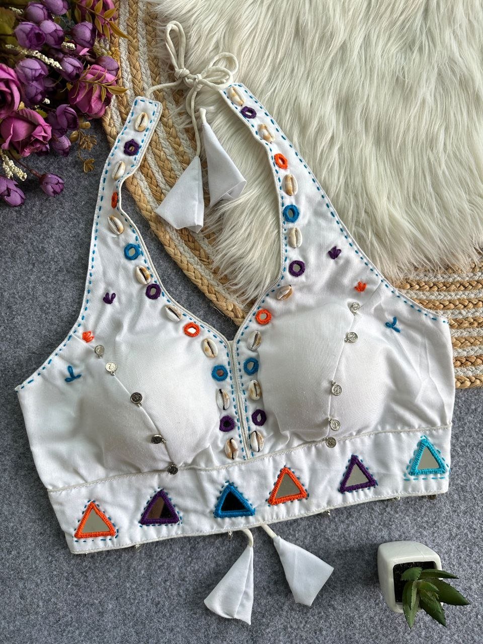 Artisanal Handcrafted Shell Embroidered Ethnic Blouse