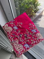 Paisley Embroidered Drapes with Intricate Borders for Regal Festive Moments