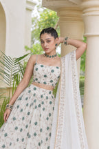 Floral Threadwork Embroidered Flared Lehenga Choli Set