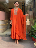 Festive Celebration Embroidered Neckline Anarkali Suit Set
