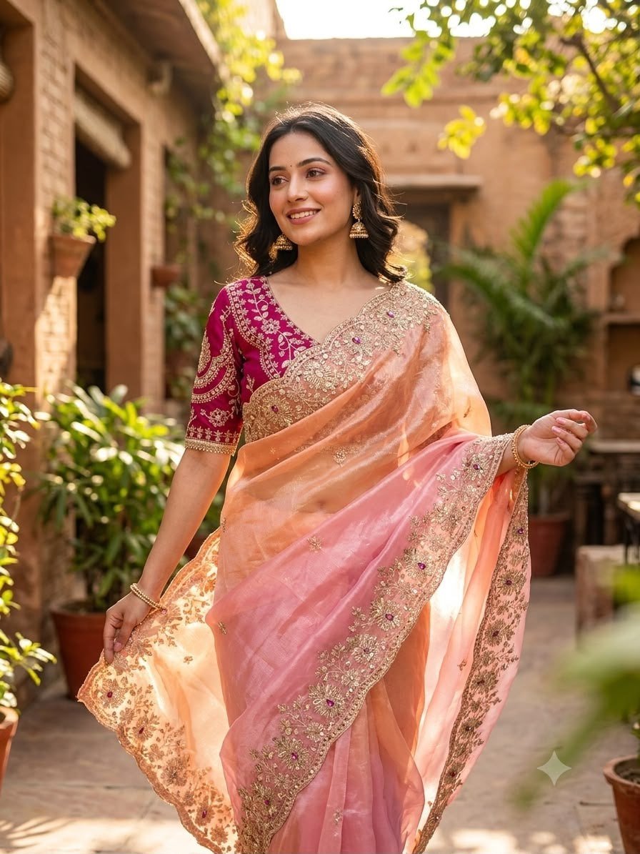 Royal Heritage Embroidered Saree with Intricate Zari Work and Regal Traditional Charm
