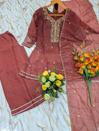 Embroidered Chanderi Kurta Set with Gota Patti Dupatta