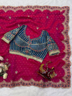 Dotted Drapes with Scalloped Zari Border and Statement Blouse