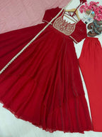 Cocktail Party Polish Layered Anarkali Gown with Embellished Neckline Dupatta - Surat Wholesale Ethnic Wear (Photo 4)