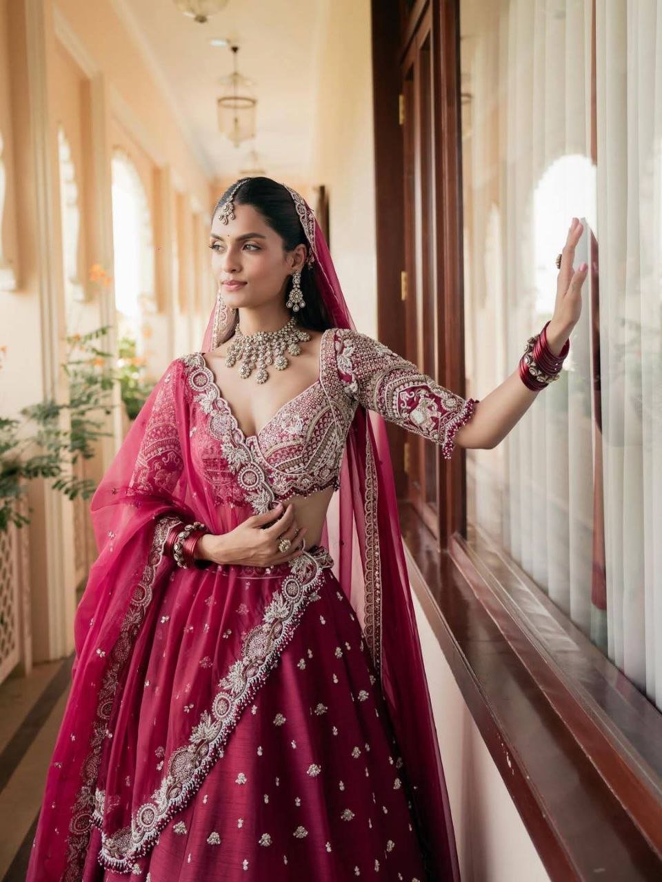 Ornate Dori Embroidered Velvet Lehenga Set with Heavily Embellished Border