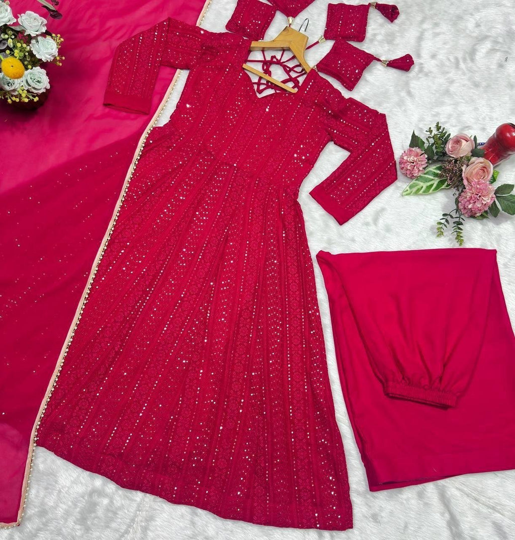 Royal Heritage Embroidered Anarkali Ensemble With Intricate Shimmer Detailing - Surat Wholesale Ethnic Wear (Photo 4)