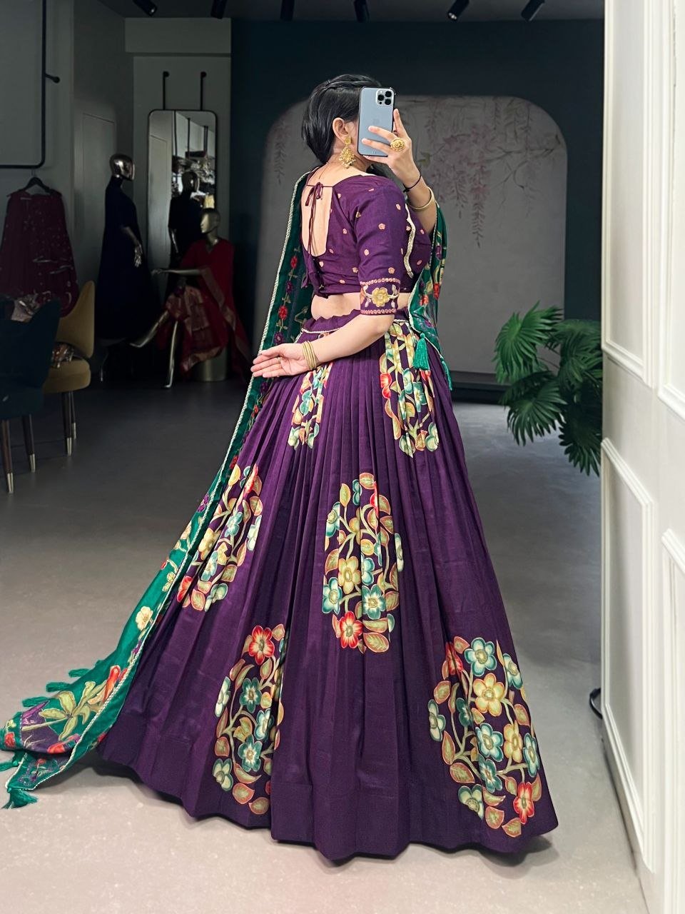 Silk Patola Print Lehenga Choli Set with Festive Tassels