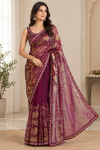 Artisanal Woven Splendor with Intricate Golden Motifs
