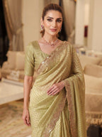 Exquisite Green with Designer Saree Set