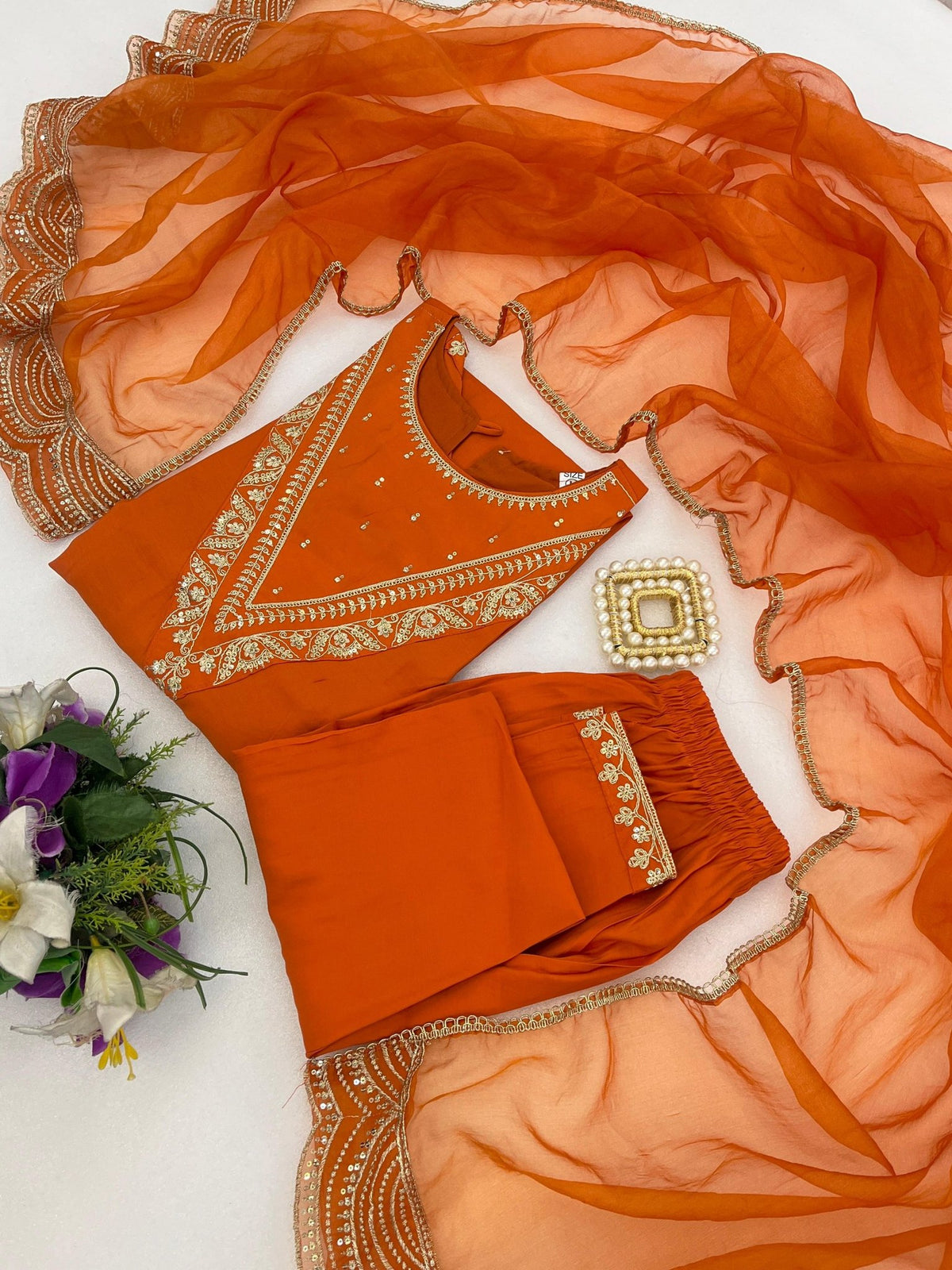 Regal Tradition Embroidered Ethnic Suit Set with Delicate Artisanal Detailing - Surat Wholesale Ethnic Wear (Photo 4)