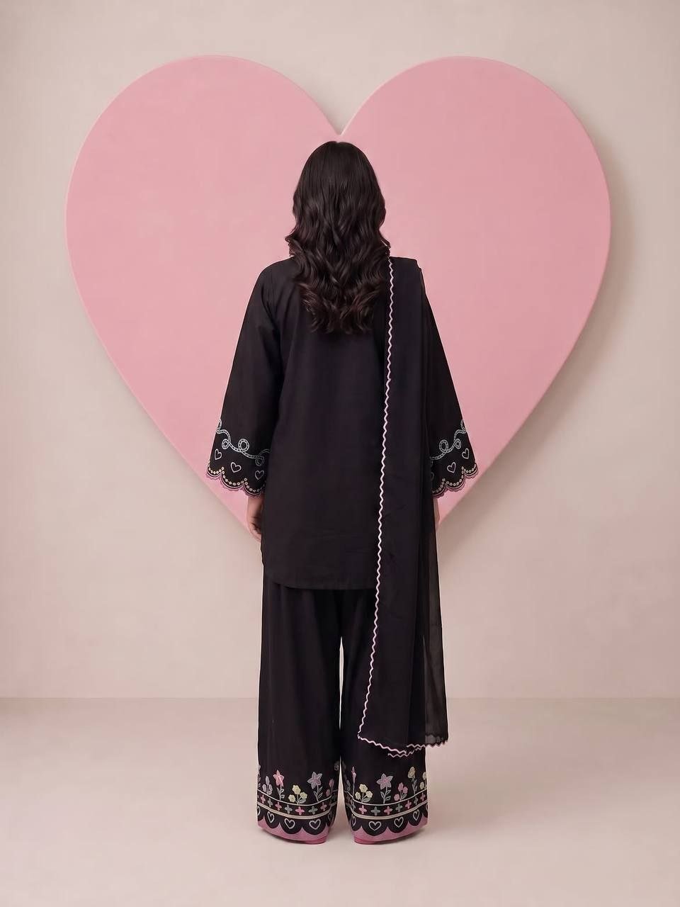 Playful Embroidered Short Kurta and Scalloped Palazzo Set