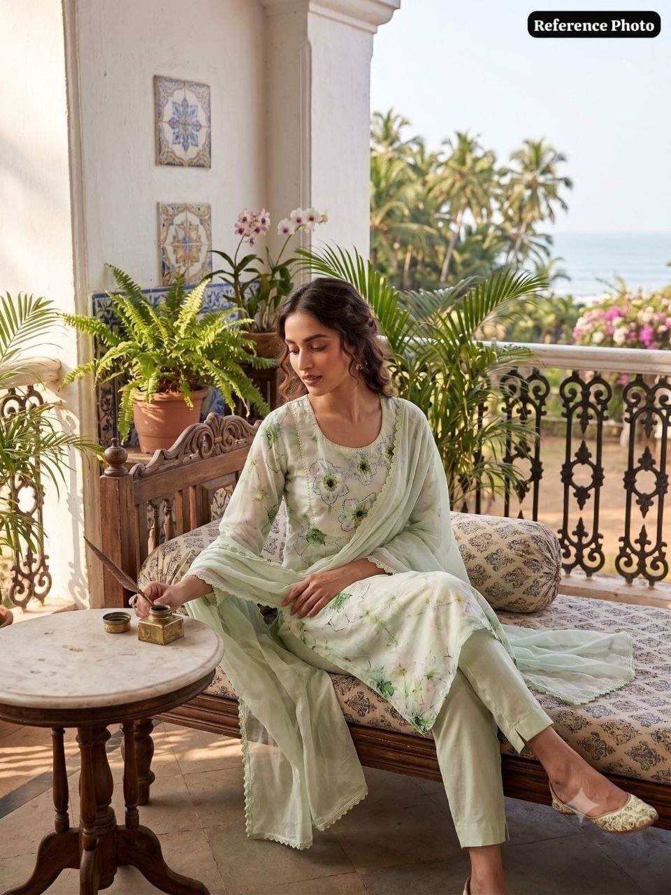 Embroidered Floral Printed Kurta Set with Match Dupatta