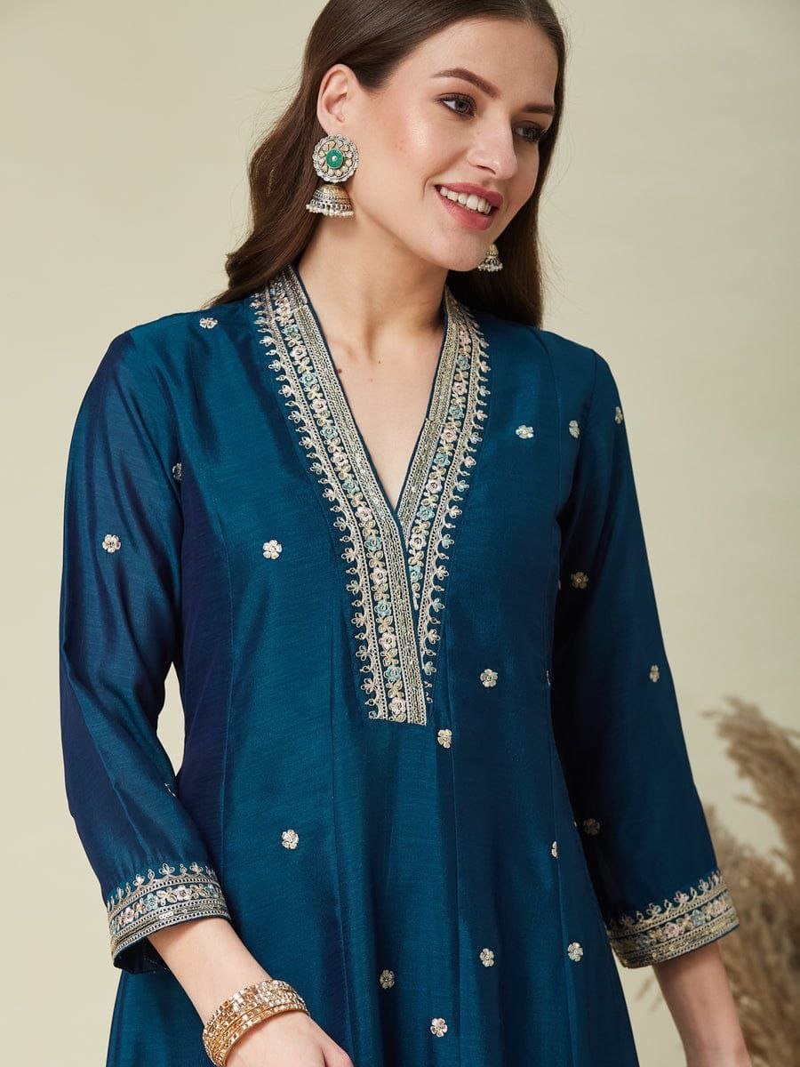 Regal Tradition Embroidered Festive Anarkali Ensemble