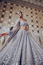 Dazzling Micro-Sequin Embellished Bridal Lehenga Choli Set