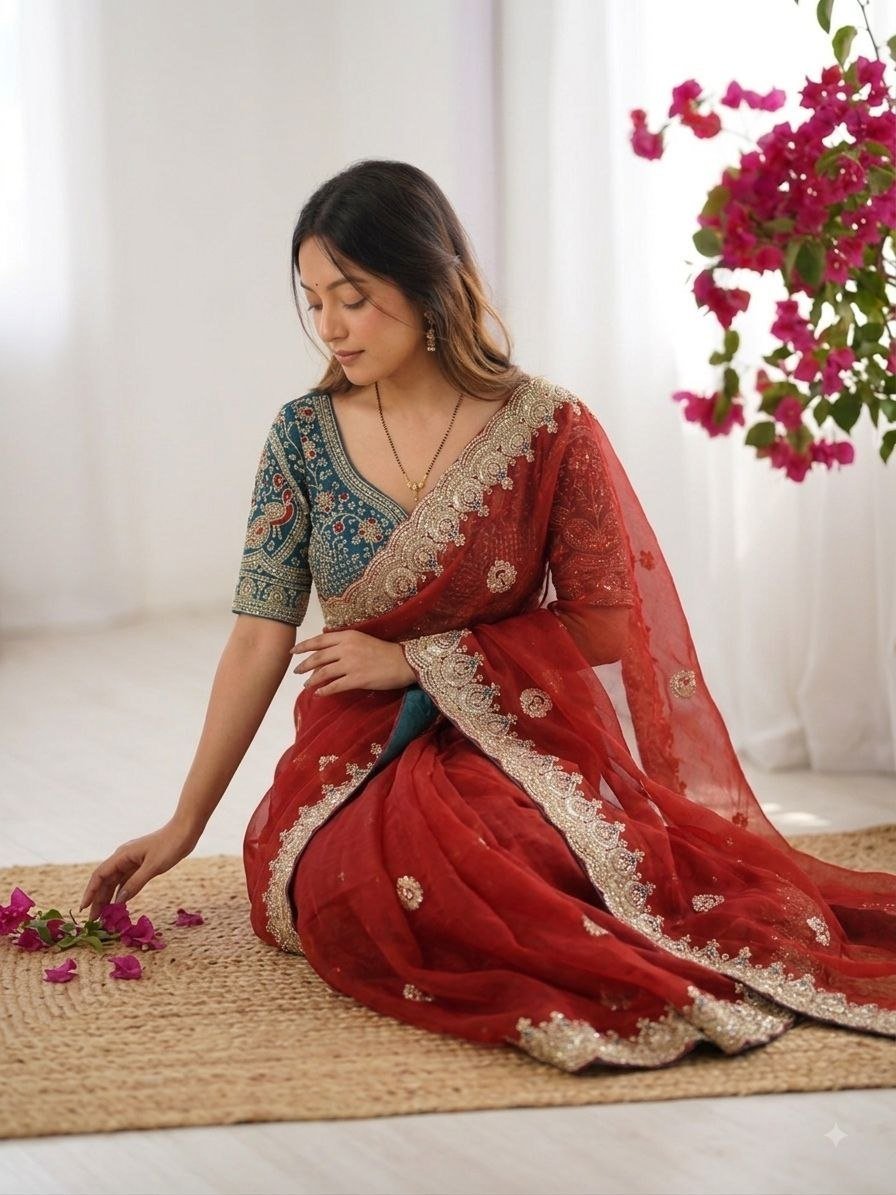 Regal Embroidered Saree with Ornate Heritage Detailing
