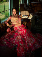 Exquisite Hand Embroidered Zardozi Work Bridal Lehenga Choli Set