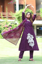 Garden Floral Romance Embroidered Kurta Set with Flowing Dupatta - Surat Wholesale Ethnic Wear (Photo 4)
