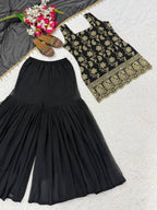 Regal Embroidered Palazzo Ensemble With Flowing Dupatta