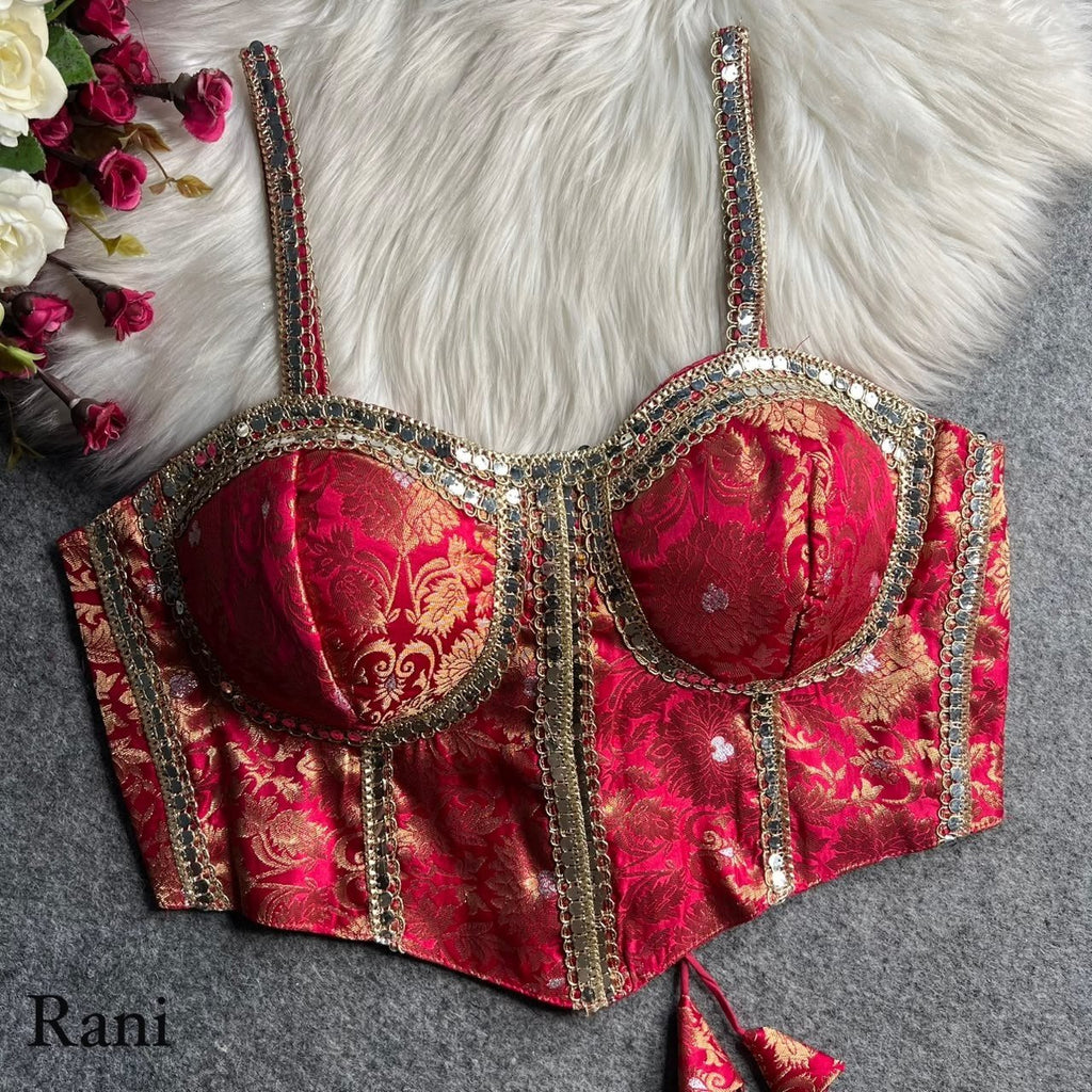 Cocktail Party Polish Jacquard Strapless Corset Blouse - Surat Wholesale Ethnic Wear (Photo 4)