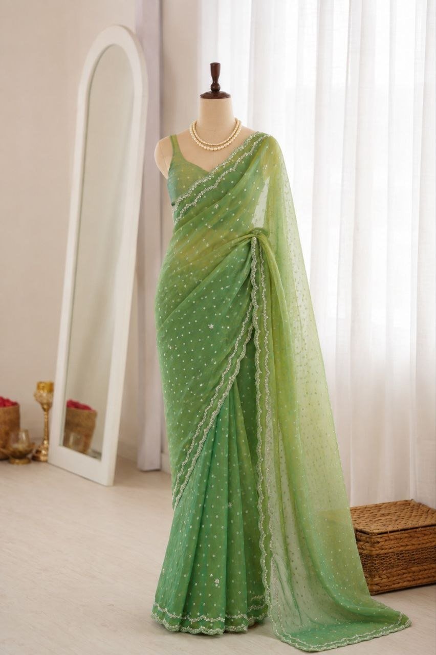 Ethereal Dotted Drapes with Delicate Lace Border Charm