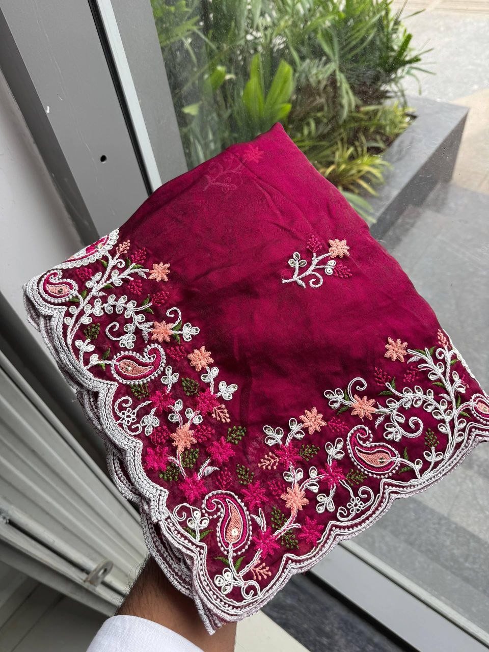 Garden Floral Romance Paisley Embroidered Draped Saree