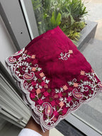 Garden Floral Romance Paisley Embroidered Draped Saree